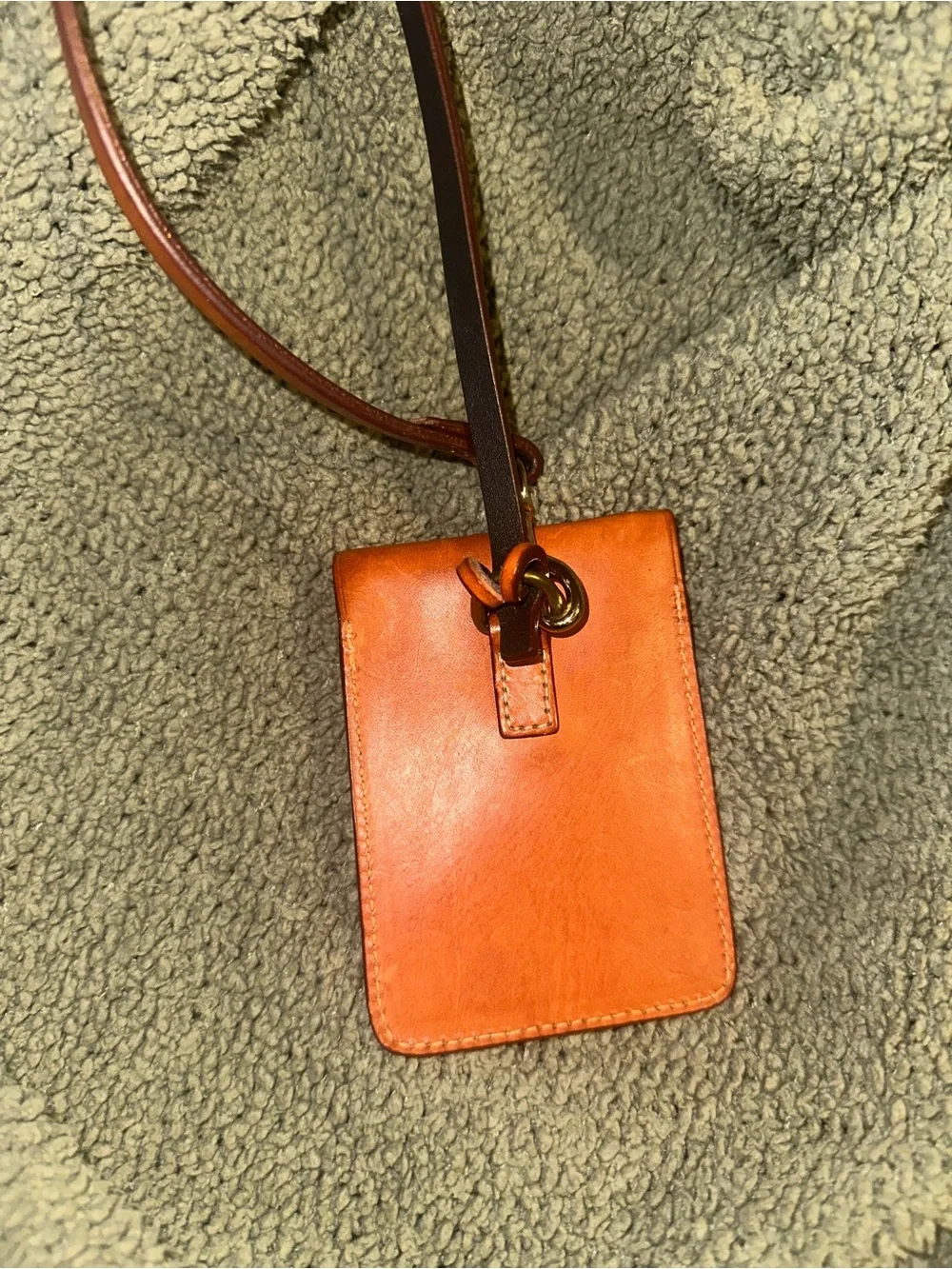 Dooney & Bourke Men/Women Brown Leather ID Credit Card Bill Clip Pouch Holder